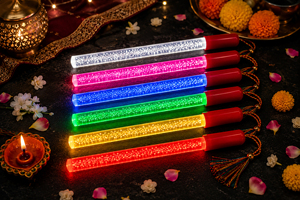 Exclusive Design <b>LED</b> Glow Acrylic Dandiya <b>Stick</b> Set Reusable Color Changing Bubble Tube Illumination Premium Build Garba - Product Image 6