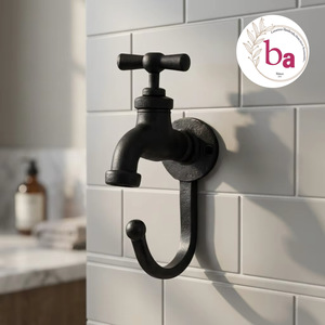 Gancho de Pared Industrial Ba, Gancho Individual de Metal, Diseño de Grifo de Estilo Vintage Hecho a Mano - Product Image 1