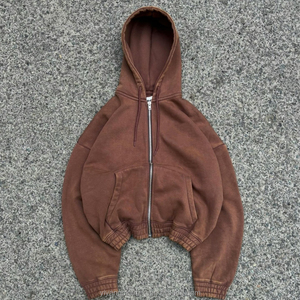 Custom Street Wear <b>Zip</b> Up Hoodie Unisex Lightweight Cotton Full <b>Zip</b> <b>Hooded</b> Boxy Sweatshirt Classic Hoodie Direct Manufacture - Product Image 1