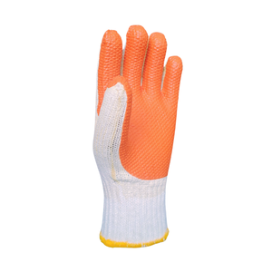 Gants de sécurité en coton avec paume en caoutchouc orange antidérapante, texture micro-diamantée en relief, poignet tricoté, usage général - Product Image 1