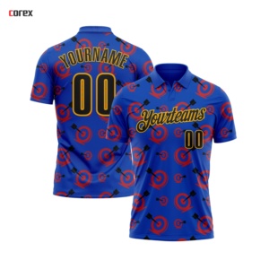Chemise de performance d'archerie personnalisée COREX ENTERPRISES respirante 100 % polyester noire, rouge et grise avec motif arc et flèche - Product Image 6