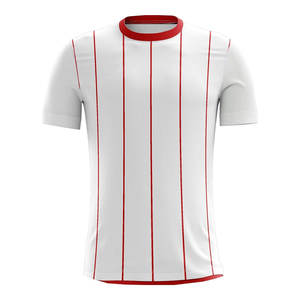 Maillot de football pour homme à col rond, bleu et blanc, manches courtes, en spandex/polyester, séchage rapide, coupe classique - Product Image 6