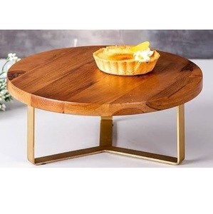 Soporte para Pastel de Estilo Moderno Personalizado, Tendencia Actual para Fiestas de Cumpleaños, Plato para Pastel Redondo con Base de Madera y Tapa de Mármol - Product Image 2