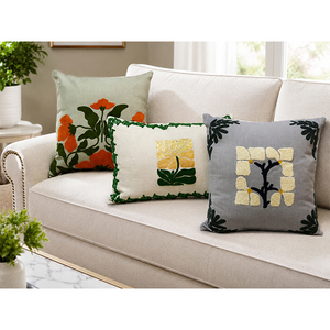 Premium 100% Cotton Embroidered Accent <b>Cushion</b> <b>Cover</b> | Modern Decorative Pillow <b>Cover</b> for Sofa & Living Room - Product Image 4