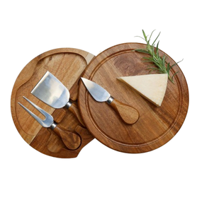 Set of Two Royal Look Natural Wooden Cheese Board Hotel Kitchen <b>Vegetable</b> <b>Chopper</b> Blocks Wooden Boards - Product Image 2