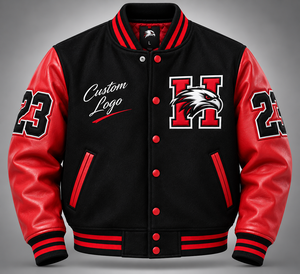 Chaqueta Varsity de Hombre con Forro de Cuero y Logotipo Personalizado, Chaqueta Bomber de Lana, Secado Rápido, Ropa de Invierno Informal - Product Image 1
