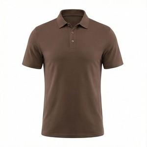 Polo à manches courtes pour homme, couleur unie, tissu Oxford tissé décontracté, coupe classique, design boutonné - Product Image 1