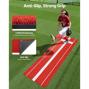 Tappeto in gomma per lancio di softball e baseball 10x3 piedi, anti-sbiadimento, con supporto in schiuma antiscivolo, ausilio portatile per l'allenamento F - Product Image 4
