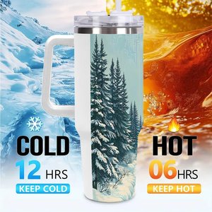 Vaso de Acero Inoxidable de 40oz con Diseño de Bosque Nevado para Uso en Exteriores - Product Image 6