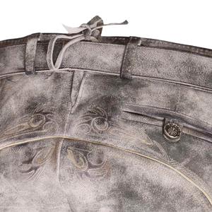 Oktoberfest German High Quality Bavarian Leather Shorts Knee Length Brown Long Lederhosen Solid Pattern <b>Mesh</b> Cargo Style Shorts - Product Image 6