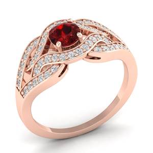 Anillo de Compromiso REYES de Alta Calidad con Granate de Corte Brillante Redondo de 0.5Ct en Oro de 14K, Certificado GRA, Joyería Fina con Moissanita - Product Image 2