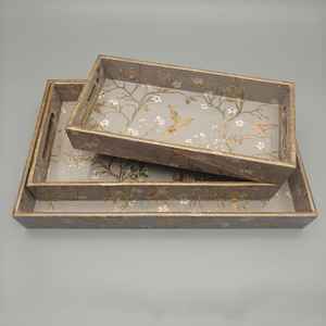 Plateau de service personnalisable en bois d'acacia massif, artisanal, écologique, non toxique et durable, avec décor Meena, pour le thé - Product Image 3