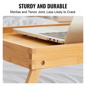 Vassoio per la colazione in bambù da 2 confezioni 15.7 \ "x11 \" portabagagli per Snack portatile con gambe pieghevoli tavolo da letto per divano letto che mangia Laptop - Product Image 4