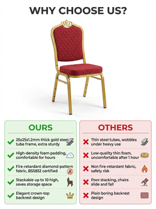 เก้าอี้จัดเลี้ยงงานแต่งงานดีไซน์หรู โครงเหล็ก <span class=keywords><strong>ขา</strong></span>เหล็กสีทอง หุ้มเบาะสีแดง พกพาสะดวก ใช้ได้ทั้งในร่มและกลางแจ้ง เหมาะสำหรับงานเลี้ยง - Product Image 4