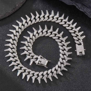 Collier Moissanite à maillons cubains cloutés, Bijoux Hip Hop Iced Out, Chaîne audacieuse, Cadeau de luxe Streetwear - Product Image 3