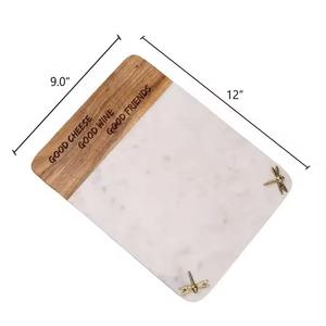 Tabla de cortar rectangular de Doble Material para servir queso y charcutería, mármol y madera de acacia, tabla de cortar de cocina - Product Image 3