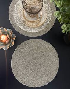 Luxury <b>beaded</b> handmade <b>placemat</b>, elegant silver decorative centrepiece - Product Image 5