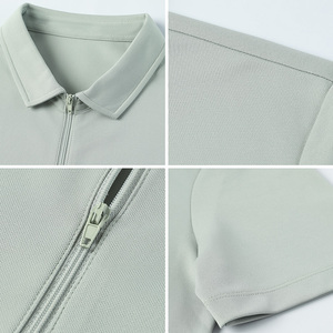Polos personnalisés avec logo, t-shirts polos unis de haute qualité, extensibles dans les quatre sens, ourlet coupé, fermeture éclair, polos de luxe à manches courtes pour hommes - Product Image 2