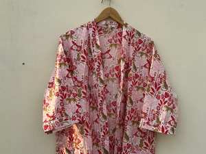 Robe kimono en coton à imprimé oiseaux, kaftan, vêtements de festival, style bohème - Product Image 5