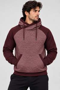 <b>Cowl</b> <b>Neck</b> <b>Hoodie</b> Long Sleeve Solid Color Front Pocket Drawstring Closure - Product Image 3
