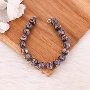 Natural Purple <b>Amethyst</b> Copper Beads 925 Sterling Silver <b>Bracelet</b> Handmade Gemstone Jewelry Trendy Wedding Party Gift for Unisex - Product Image 2