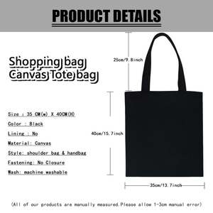 Bolsa de Tela Personalizada con Estampado de Mariposas, 12oz, Algodón Negro, Venta al Por Mayor, OEM, Bolsa de Compras Promocional - Product Image 4