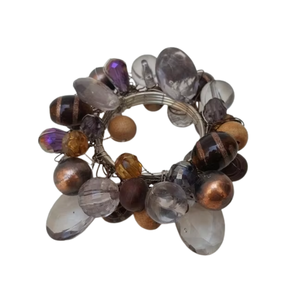 Anneaux de serviette en fer perlé faits à la main avec cristaux, design élastique |   Ensemble de porte-serviettes de table décoratifs de luxe pour mariage - Product Image 3