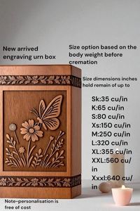 Handcrafted Wooden Cremation Urn with Butterfly & Floral Engraving Personalized for Loved Onesurn Memorial Keepsake by AYAANS - Product Image 6