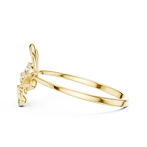 Anillo Minimalista en Forma de Flor de Oro Amarillo Sólido de 10k, 14k, 18k con Diamantes Cultivados en Laboratorio de Corte Redondo, Anillo de Boda Clásico, Regalo para Ella - Product Image 2
