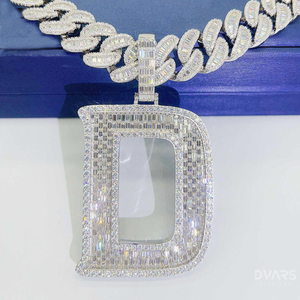 Collar Personalizado de Moissanita Estilo Hip Hop con Letras, Nombres y Números, Chapado en Oro de 18k sobre Plata 925, con Incrustaciones de Diamantes, para Hombre - Product Image 1