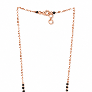 18K <b>Rose</b> Gold <b>Infinity</b> Knot Mangalsutra Necklace with Diamond Accents Black Beads High Polish Women Wedding Gift Fine Jewelry Ne - Product Image 4