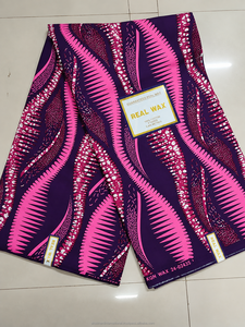 Black Yellow Premium African Wax <b>Print</b> Ankara Fabric with <b>Abstract</b> Leaf Pattern for Women Dressmaking - Product Image 5