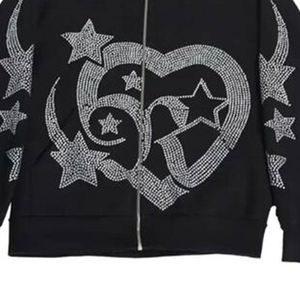 Sweat à capuche tendance pour homme avec strass, en mélange de coton de haute qualité, coupe oversize avec poches, couleurs et tailles personnalisables - Product Image 4