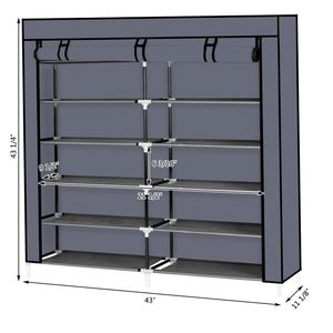 Scarpiera Moderna a 7 Livelli, Semplice e Regolabile, con Rivestimento in Tessuto - Nera - Product Image 4