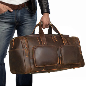 Luxury Leather Travel Weekender Duffel Bag with Shoe Compartment Overnight Gym Sports <b>Luggage</b> Bags at Best Price - Product Image 4