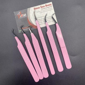 Pinzas para Pestañas Color Rosa Bebé y Negro, Pinzas de Acero Inoxidable para Aislamiento de Pestañas, Pinzas Personalizadas de 90 Grados para Extensión de Pestañas - Product Image 3