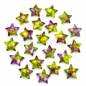 Pierre précieuse en vrac de 10 mm, forme étoile, facetée, vert néon et turquoise violette, pour la fabrication de bijoux en gros, pendentifs DIY et fournitures d'artisanat - Product Image 1