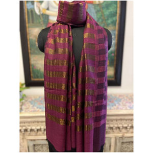Luxury Fine <b>Wool</b> Zari Big Stripe Stole 70x200cms Premium Soft Winter Fashion Shawl Elegant Designer <b>Wrap</b> Ready Stock Available - Product Image 5
