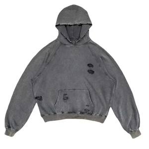 OEM Custom Distress Paint Acid Wash Heavyweight Sun Faded 100% Cotton French Terry Oversized Winter Men's <b>Hoodie</b> - Product Image 1