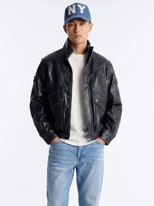 Chaqueta de Cuero Genuino Negra, Ecológica y Resistente al Viento, Estilo Urbano, Nick Jonas 2026 - Product Image 1