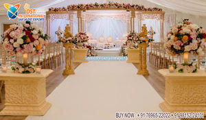 Majestueux FRP Golden Mandap pour les mariages en plein air Le plus beau mariage sur la plage Mandap Royal Outside Maharaja Wedding Mandap UK - Product Image 4