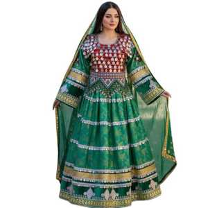 ชุดเดรสแบบดั้งเดิมของชาวอัฟกันคูชี คุณภาพดีที่สุด ขายส่ง ชุดเดรสแบบบันจารา ตกแต่งด้วยงานปักลูกไม้ ผ้าสั่งทำพิเศษ กระดุมแบบติดแน่น - Product Image 1