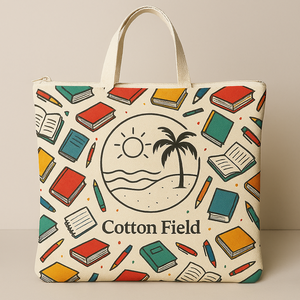 Bolsa de lona personalizada con nombre impreso, diseño de libros, bolsa de viaje con patrón de letras, cierre de cremallera, bolsas de algodón al por mayor - Product Image 6