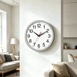 Wall <b>Clock</b> Analog <b>Silver</b> Battery Operated Silent Non Ticking Round Wall Mounted <b>Clock</b> for Home Living Room Bedroom Office - Product Image 6