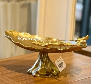Bol en métal doré poli fait main Kayna Export avec motif feuille – Bols décoratifs de luxe écologiques pour fêtes et cadeaux - Product Image 3