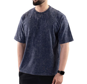 T-shirts vintage personnalisés en gros, vierges, 230 g/m², délavés à l'acide, coupe oversize, en coton épais, pour hommes - Product Image 3