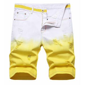 Shorts en jean élastiques pour hommes, style streetwear, avec logo personnalisé, effet usé, en denim ou camouflage, collection 2026 - Product Image 1
