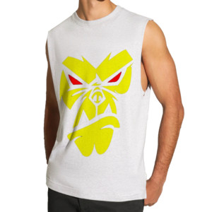 FALCON ENTERPRISES <b>Men's</b> <b>White</b> Sleeveless Tank Top O-Neck Casual Cotton/Bamboo Fiber <b>Vest</b> Breathable Front Logo Design - Product Image 1