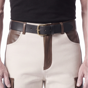 <b>Men's</b> Sporty Mid Waist <b>Leather</b> <b>Pants</b> with Side Pockets High Quality OEM Custom Service - Product Image 5