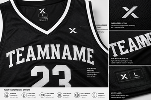 Ensemble maillot et short de basketball sublimé pour homme X Sports City – Coupe athlétique, polyester anti-humidité, uniformes d'équipe - Product Image 4